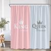 Crown Queen And King Shower Curtain Black White Pink Red Background Mrs Mr Right Couple Lover Polyester Bathing Decor Curtain