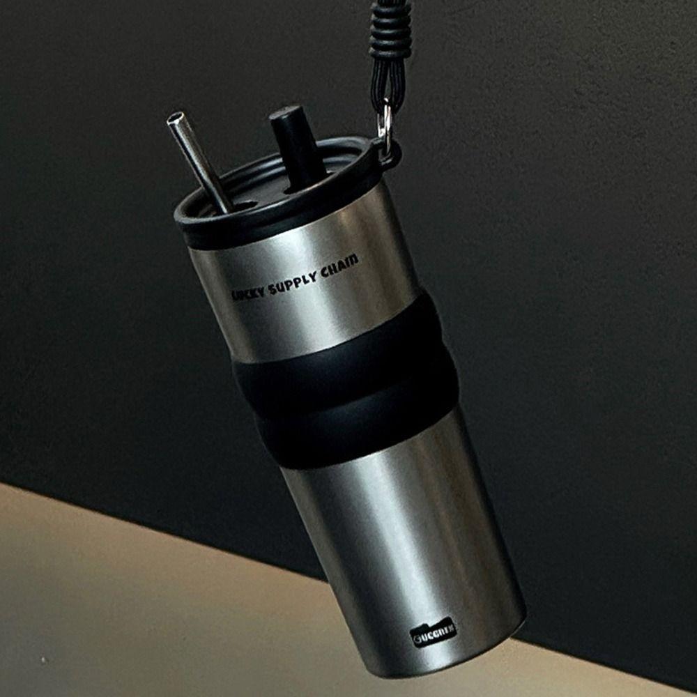 700ML Vacuum Insulated Bottle with Handle Straw Cup New Water Bottle