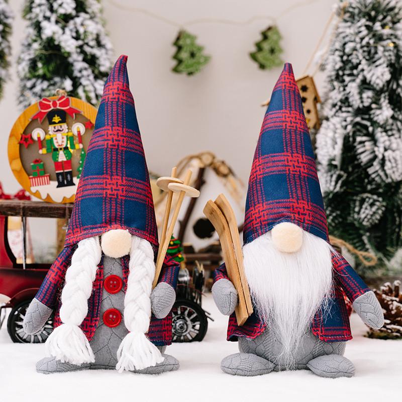 And Red Festive Blue Plaid Gnome Decoration Ideal For Cheerful Setups Christmas