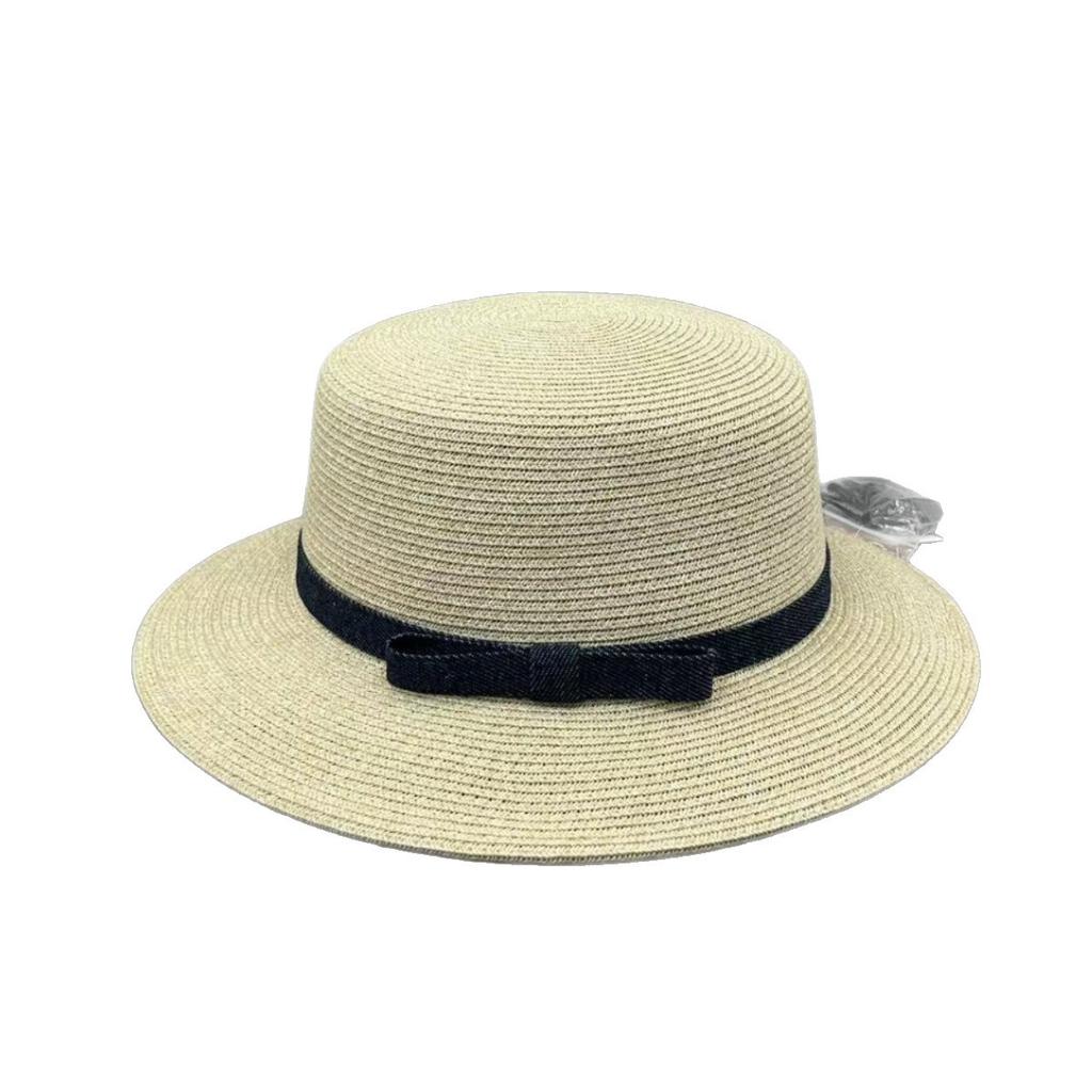 High quality French Hepburn style flat top hat women's summer sunscreen sunshade straw hat travel vacation straw beach hat
