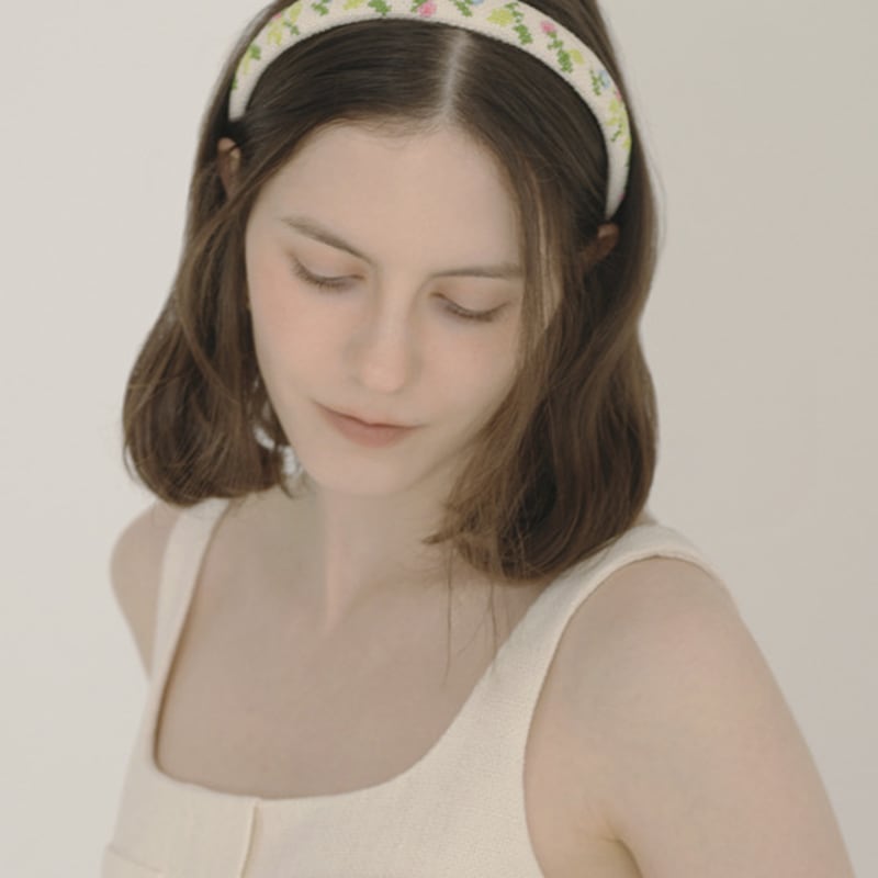 iCE GARDEN Cross-stitch Tweed Hair Band