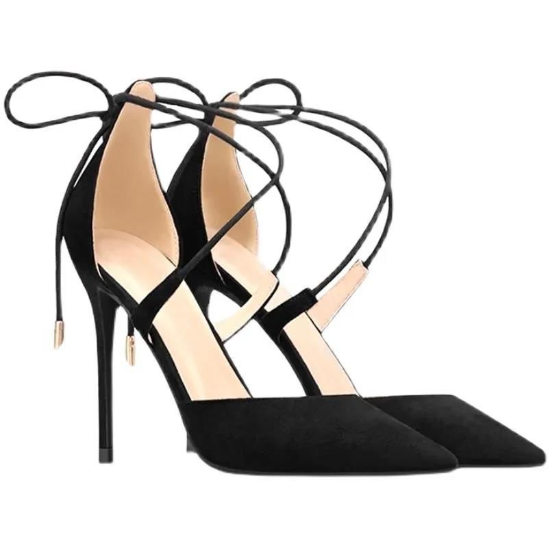 Roman strap high heels women's spring and autumn 2021 new versatile design sense niche pointed head bag head single shoes women's stiletto