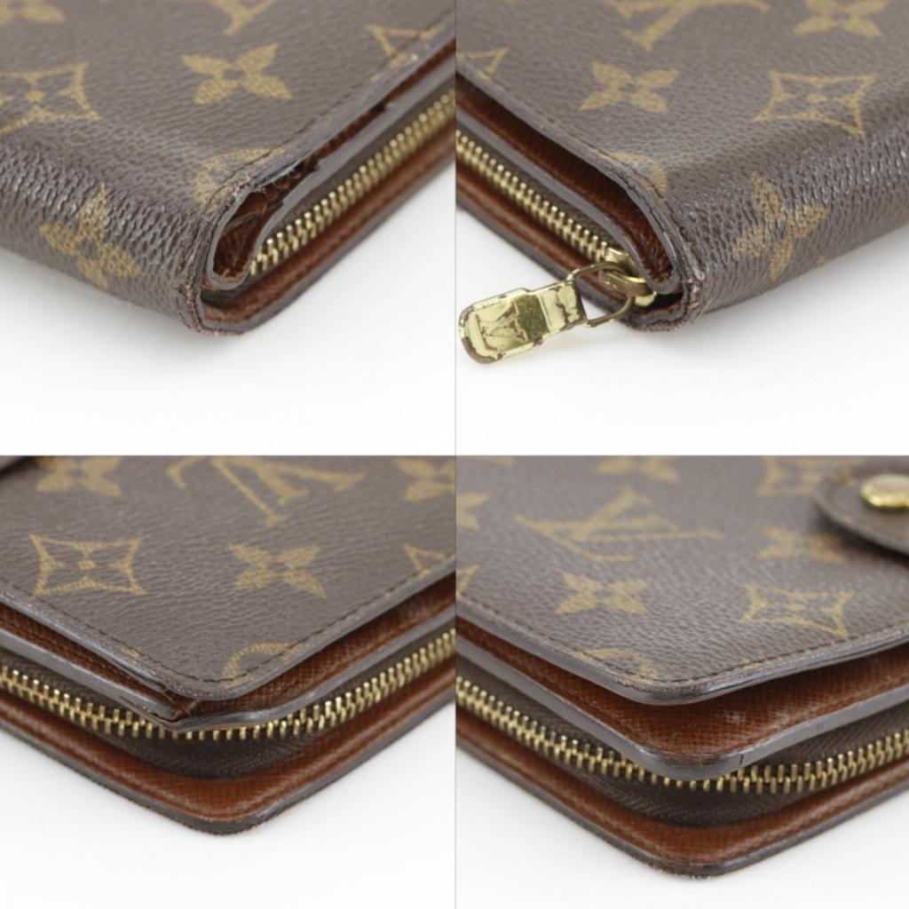 LOUIS VUITTON Porto Papie Zip Bi-Fold Wallet M61207 Brown Monogram canvas Women Used
