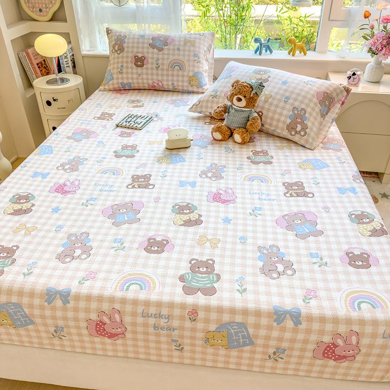 Σεντόνι με λάστιχο Μονό Τεμάχιο Νέο Μαλακό Πλυμένο Βαμβακερό Σεντόνι με Λάστιχο Προστατευτικό Στρώματος Αντιολισθητικό Αναπνέον Σεντόνι Καθολικό για Όλες τις Εποχές