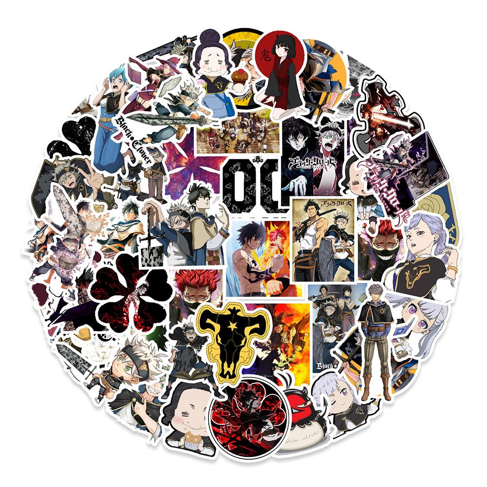 50 Japanese Comic Black Five-leaf Clover Graffiti Stickers Helmet Mobile Phone Computer Refrigerator Decoration Stickers