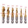 Metric Thread M3-M10 Titanium Coated HSS Drill and Tap Bits 1/4" Hex Shank Screw Taps Tool Set Thread Tap Tool Tapping Tool