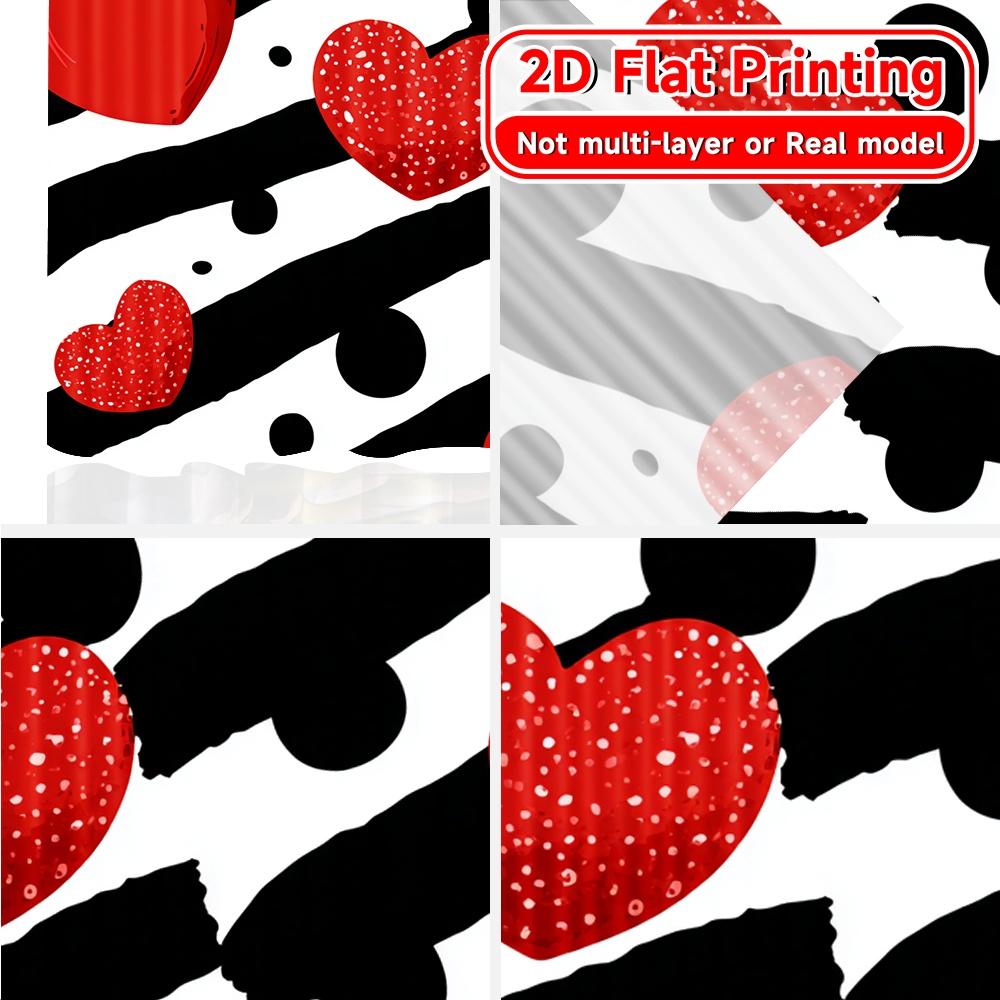2D Flat Printing  2pcs Heartful Stripes Print Chic Curtains Polyester Curtains Versatile All Perfect for Bedroom & Various Living