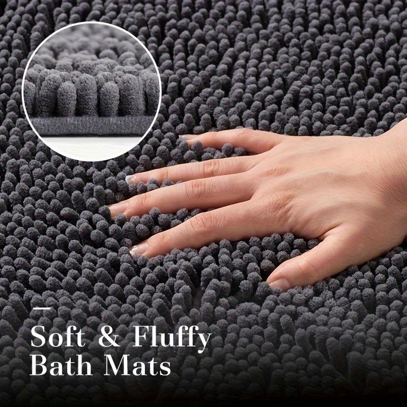 Chenille Bathroom Rug Super Absorbent Non-Slip Bath Mat Soft Fluffy Shaggy Floor Mat for Bathroom Shower Machine Washable