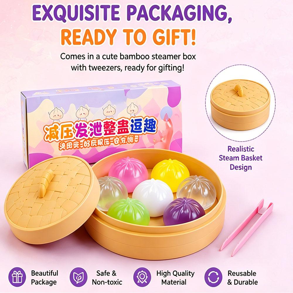 Kreativer Mini Bao Bun Squishy 6 Stück Glücksknödel Quetsch Fidget Sensorisch Anti-Stress-Linderung Partygeschenk Neuheit Scherzgeschenk