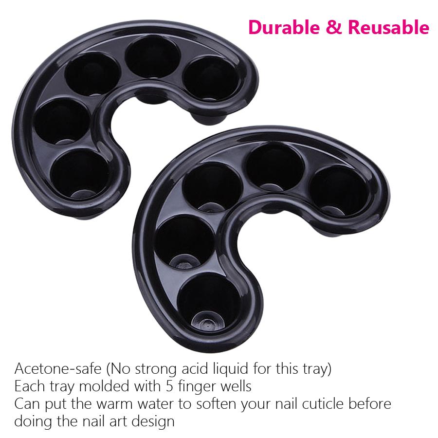 2Pcs Nail Soak Off Bowl, 5-Finger Gel Polish Remover Manicure Soaking Tray for Cuticle Care Softener