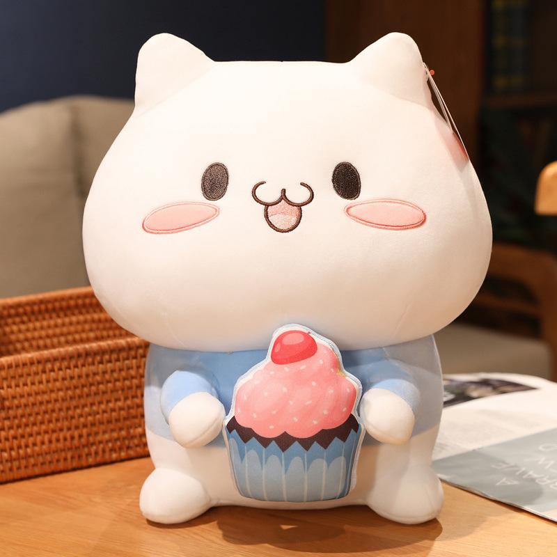 Soft Ice Cream Cake Cat Plush Doll Cute Dumpling Kitten Doll Throw Pillow Girl Bed Throw Pillow