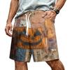 Men Casual Drawstring Waist Shorts Halloween Pumpkin Print Relaxed Fit Lightweight Comfortable Beach Shorts