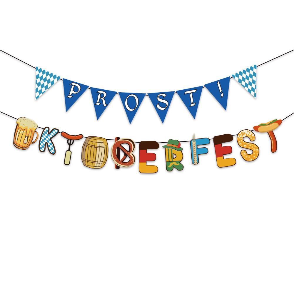Oktoberfest Party Supplies Paper Banner Bunting Flags Balloons Cake Topper Wish