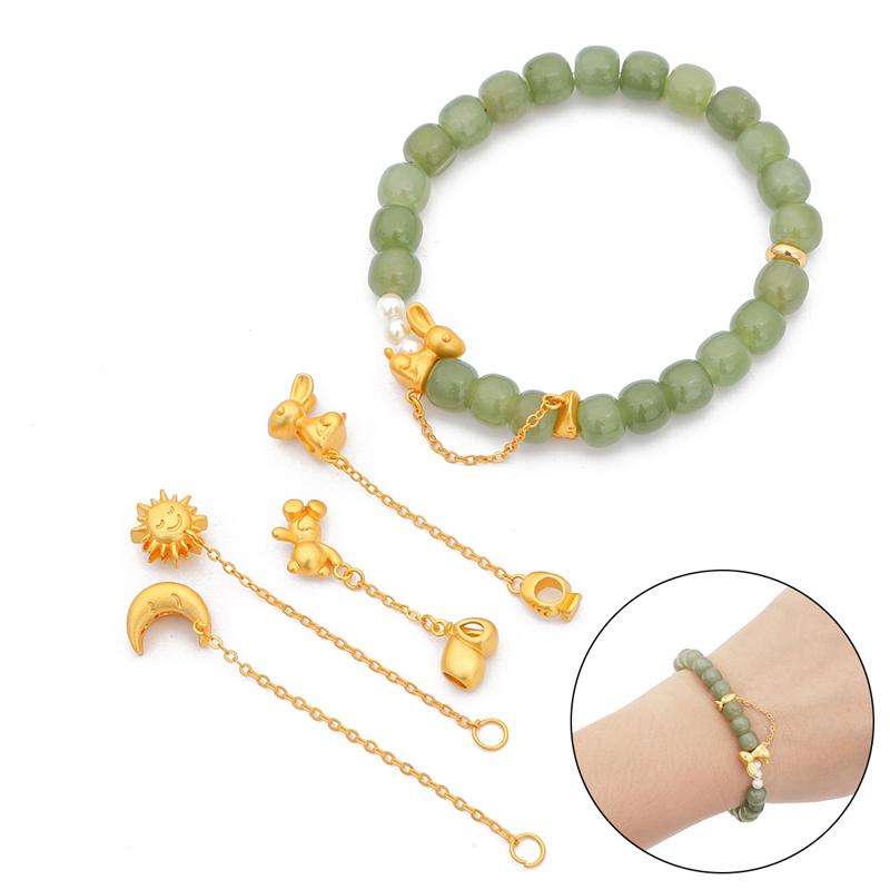 1 Stück Sand Gold Kupfer vergoldet Mond getrennt Perlenkette für DIY Halskette Armband Ohrringe Schmuck machen Handwerk Zubehör