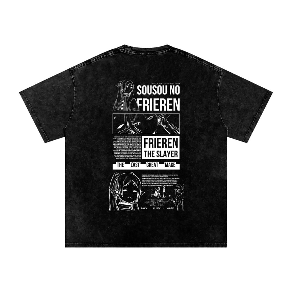 Frieren T-Shirt Herren Gewaschen Oversized Baumwolle Anime Lässig Kurzarm Bequem Weich Kleidung Locker Hohe Qualität Damen Herren T-Shirt