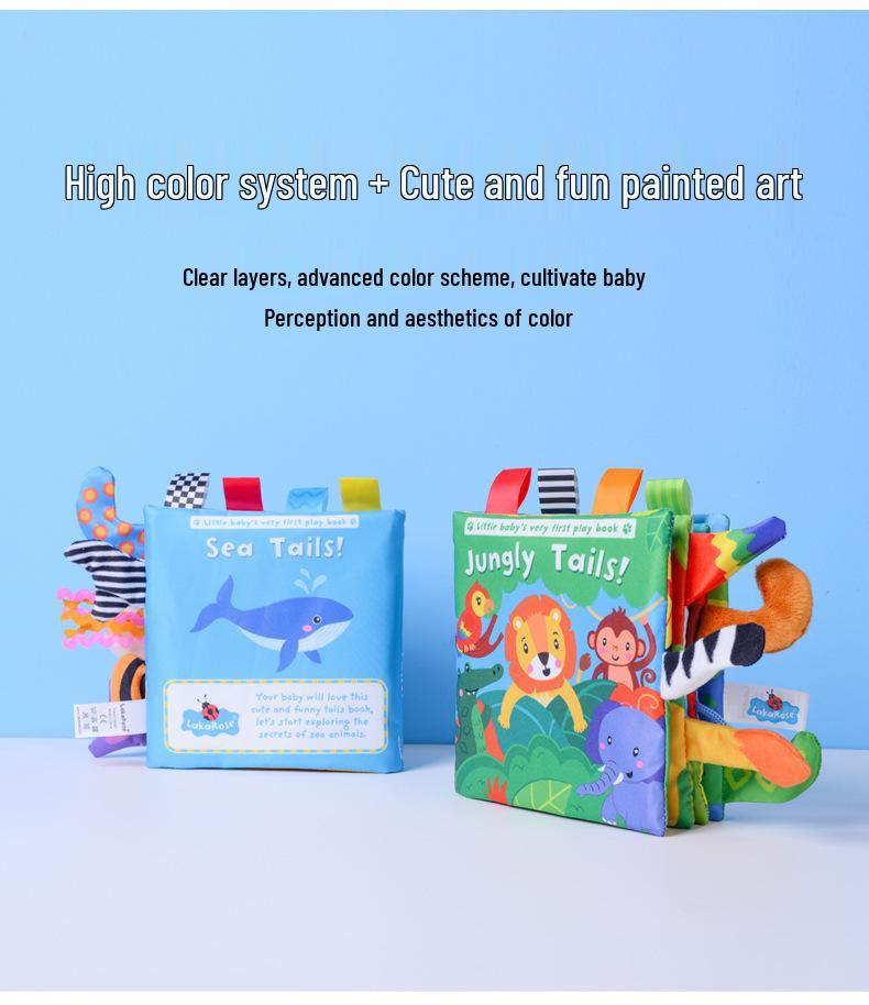 LakaRose Russian Animal Tail Crinkle Cloth Book for Baby Early Education (0-1 Years)