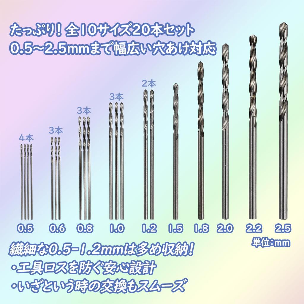 Precision Pin Vise with 10 20 Hand Hole Craft Model Crafts Drill, 0.5mm - 2.5mm, Sizes, Blades, Set, Drill, Making, Tool, Resin, Making,