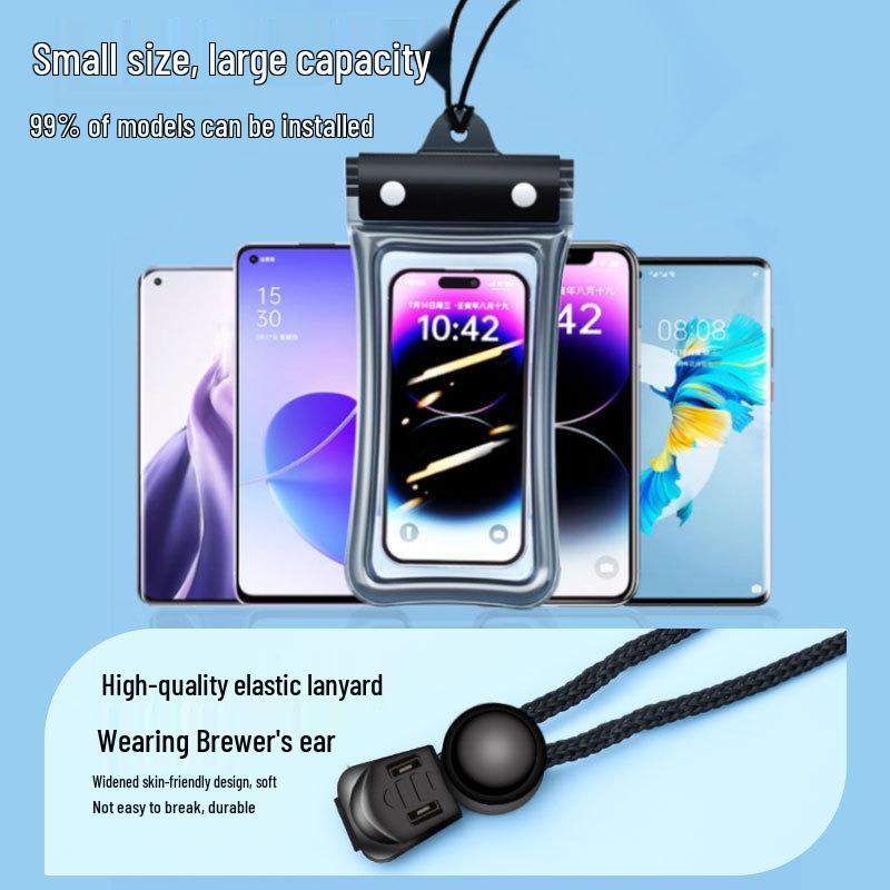 Waterproof Floating Phone Pouch with Airbag, Touchscreen Compatible, Ideal for Swimming, Rafting, and Rainproof for Food Delivery Riders.