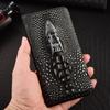 Genuine Leather Crocodile 3D Head Flip Case for iPhone 17 16 16E 15 14 13 12 11 8 X XS XR Pro Max Plus Card Slots Wallet Cover