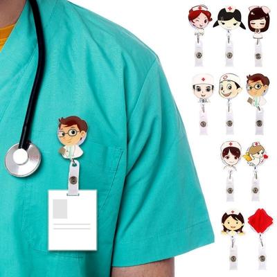 Cartoon Einziehbare Abzeichen Reel Hohe Qualität Silikon Student Krankenschwester Ausstellung ID Name Karte Abzeichen Halter Büro Liefert Broschen