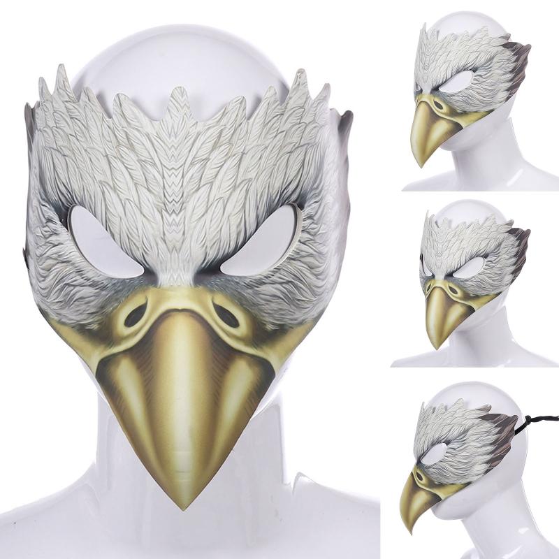 Adjustable Eagle Mask Half Face Animal Mask Lifelike Halloween Party Cosplay Costume Mask with Long Nose for Women Men