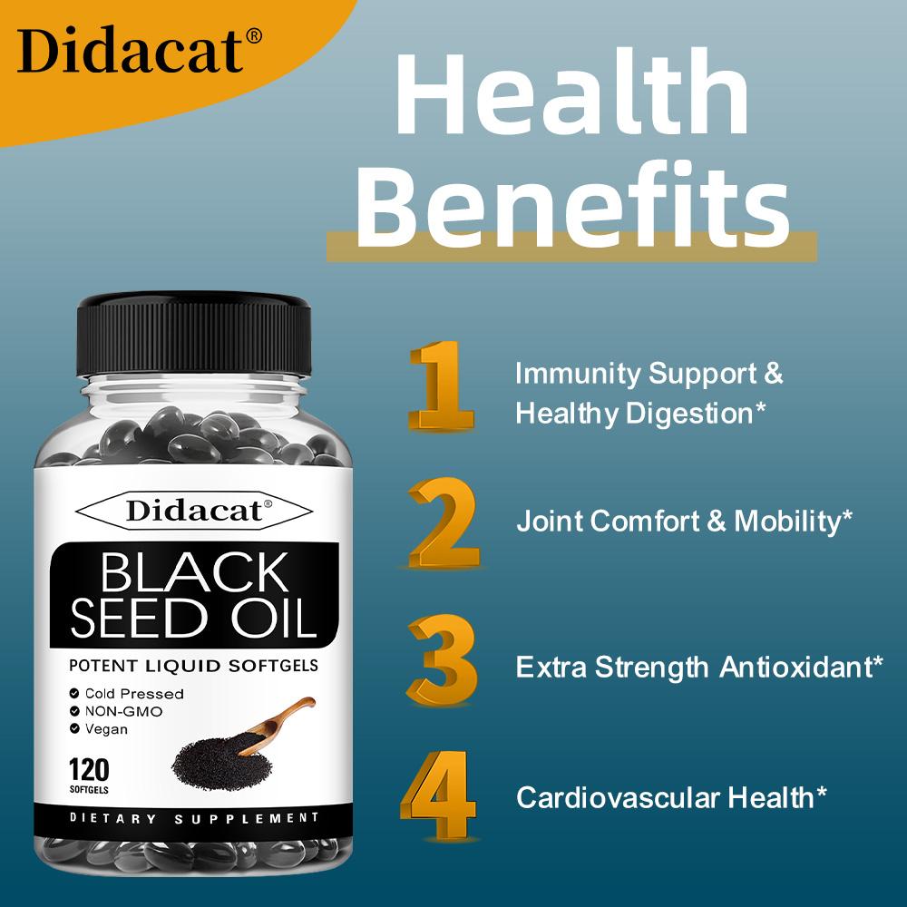 Olej z černých semen (Lisováno za studena) 1000 mg 120 měkkých kapslí Doplněk stravy