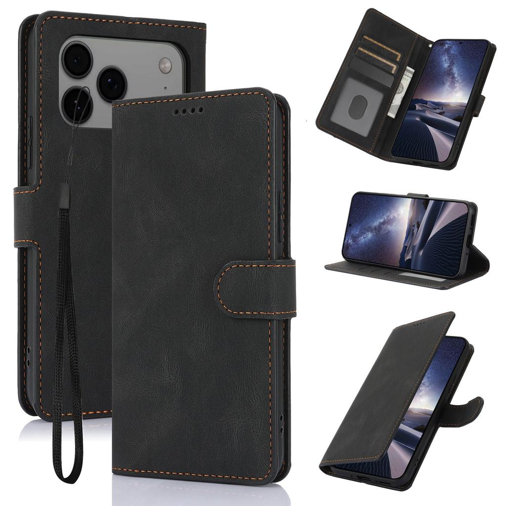 For iPhone 17 Pro Case PU Leather Phone Cover with Wallet Stand