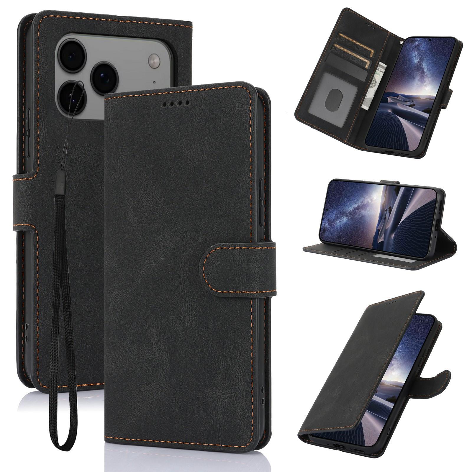 For iPhone 17 Pro Case PU Leather Phone Cover with Wallet Stand A