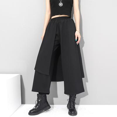 Lente/Herfst Dames Wijde Pijpen Broeken Losse Broeken met Elastische Taille Casual Modebroeken Onregelmatige Rokbroeken