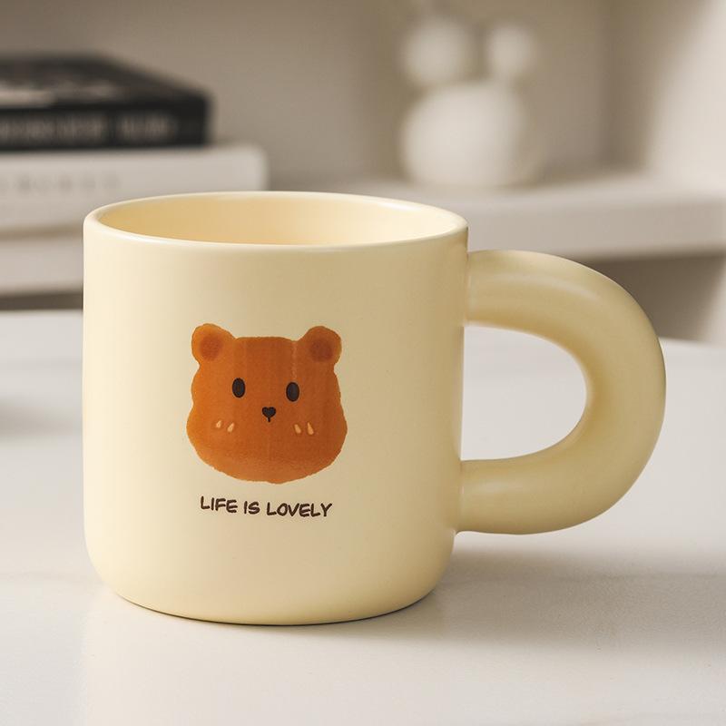Bear Ceramic Mug Cute Cartoon Creative High Looking Household Coffee Couple Breakfast Cup Gift