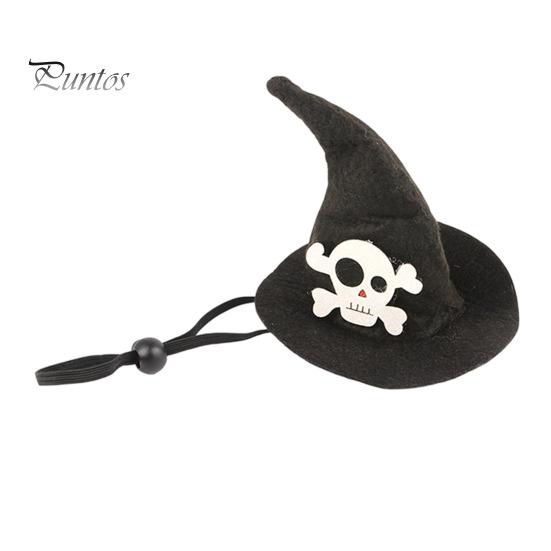 Lightweight Pet Headgear Halloween Cat Witch Hat, Fun Hat with Adjustable Elastic Strap, Cartoon Ghost Pumpkin Bat Skull for Cats Small Dogs