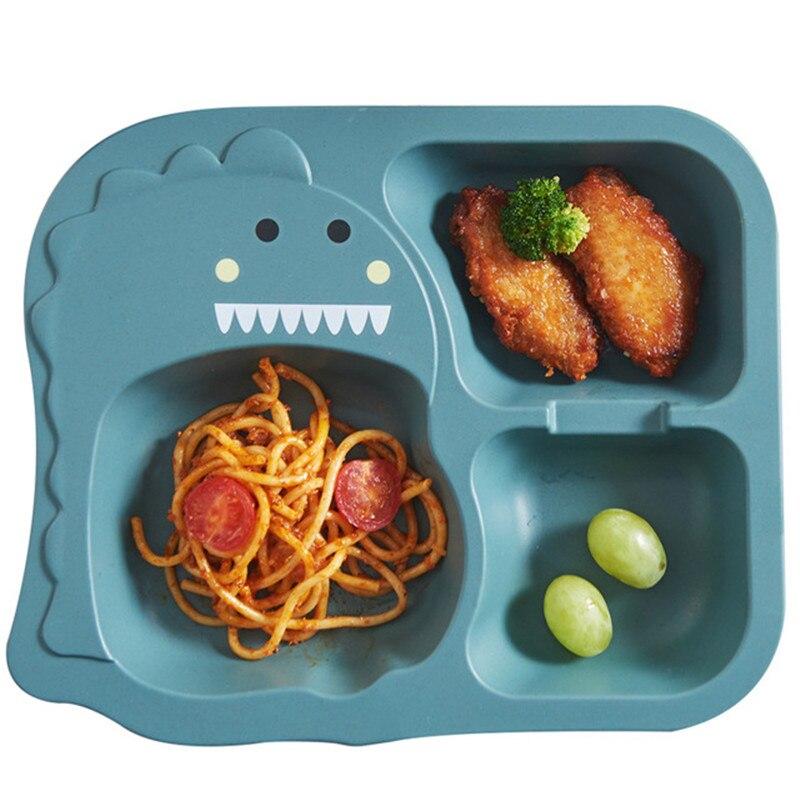 2021 Baby Dinosaur Tableware 6 Piece Set Children's Dinner Plate Grid Home Creative Cartoon Environmentally Friendly Feeding Dis