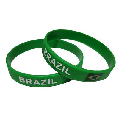 2pcs Brazil Flag Silicone Bracelet Sport Wristbands Brasil Wrist Strap Handband Men Women Rubber Band for Basketball Soccer Fans Fashion Accessories
