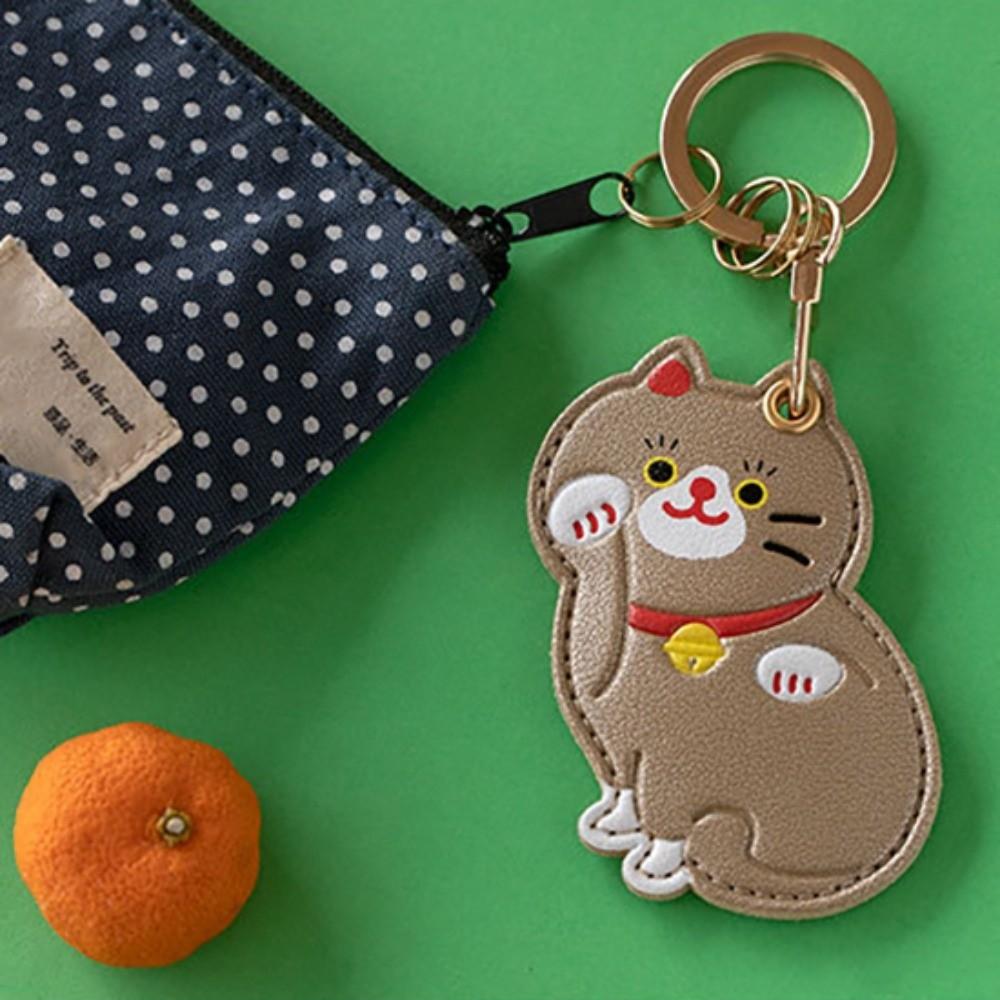 Maneki-neko Fortune Cat Pendant Keyring Lovely Access Control Card Pendant  Kids