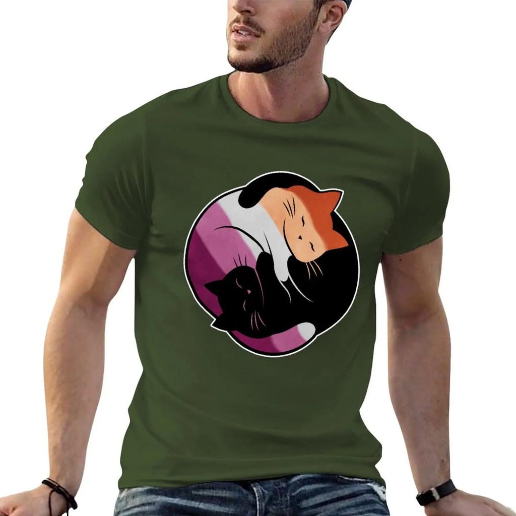 Lesbian Yin Yang Cat T-shirt cute clothes Blouse heavyweights big and tall t shirts