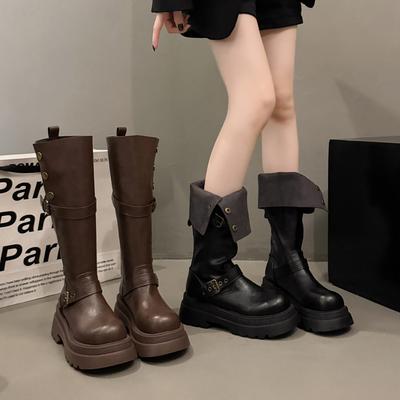 But Knee Boots Children's Models Small 2025 Autumn and Winter Women's Boots Thick-soled Two Wear Medium Tube Martin Boots High Boots