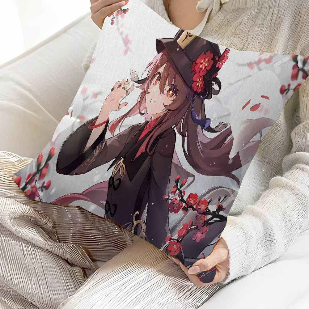 Anime Cute Hu Tao Pillow Anime Pillow Sofa Bed Head Pillow Cover Cushion Cover 45X45 Cm Fashion