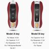 Luxury Genuine Leather For Porsche Boxster Cayman Panamera Cayenne Macan 718/911 Taycan Car Key Case Cover Protective Keychain