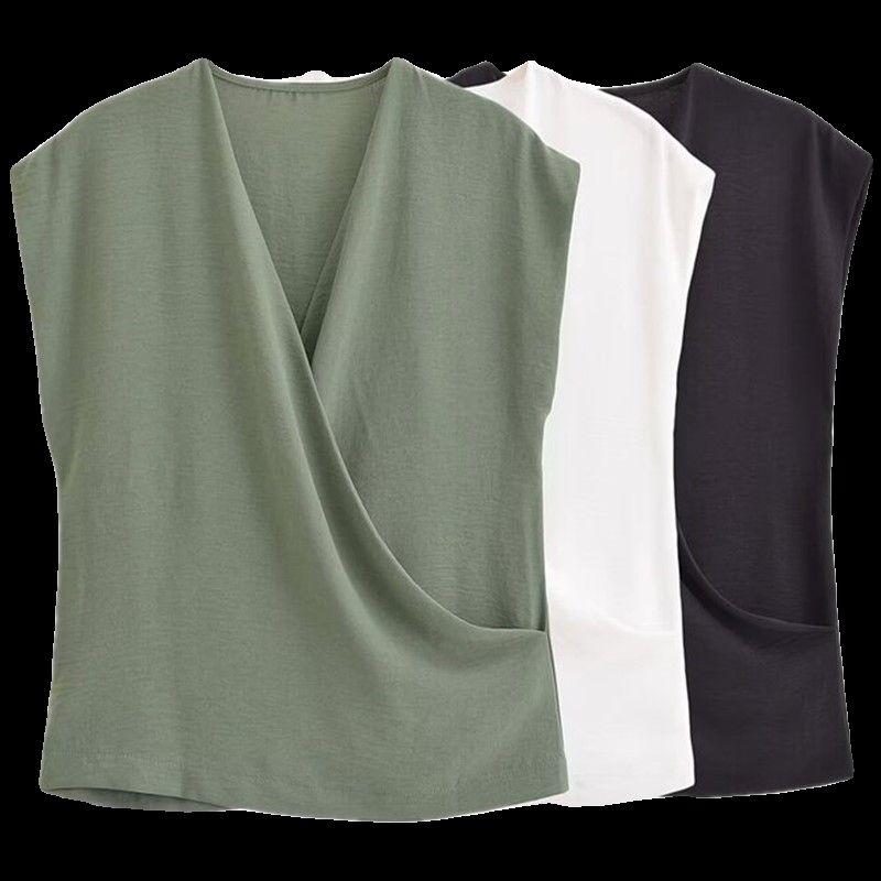 Fashion Style 2024 Summer New Arrival Women's Stylish Fashion All-Match Three-Color Vertical Double Breasted Tops 0264170