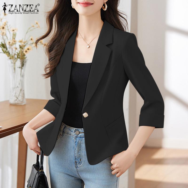ZANZEA Cardigans d'été amples à manches 3/4 et col rabattu pour femmes