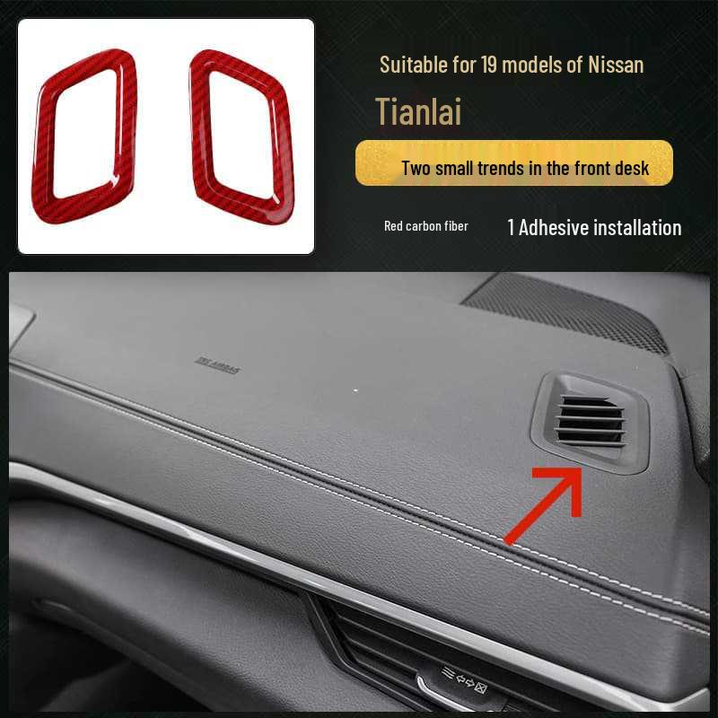 Teana Steering Wheel and Console Peach Wood & Carbon Fiber Interior Stickers