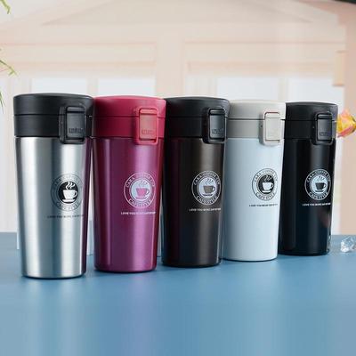 Stylish 304 Stainless Steel Thermos Cup with Pop-Up Lid - Large Capacity Car-Mounted Coffee Mug