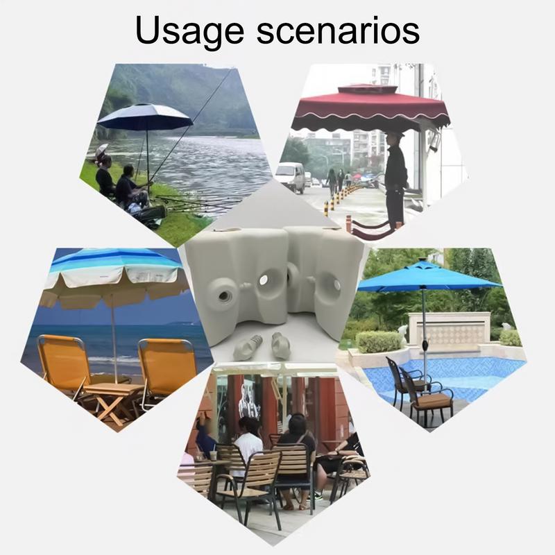 Weighted Umbrella Base Round Parasol Weighted Base Windproof Canopy Stand Easy Assembly Drum Weights Fill With Water Or Sand For