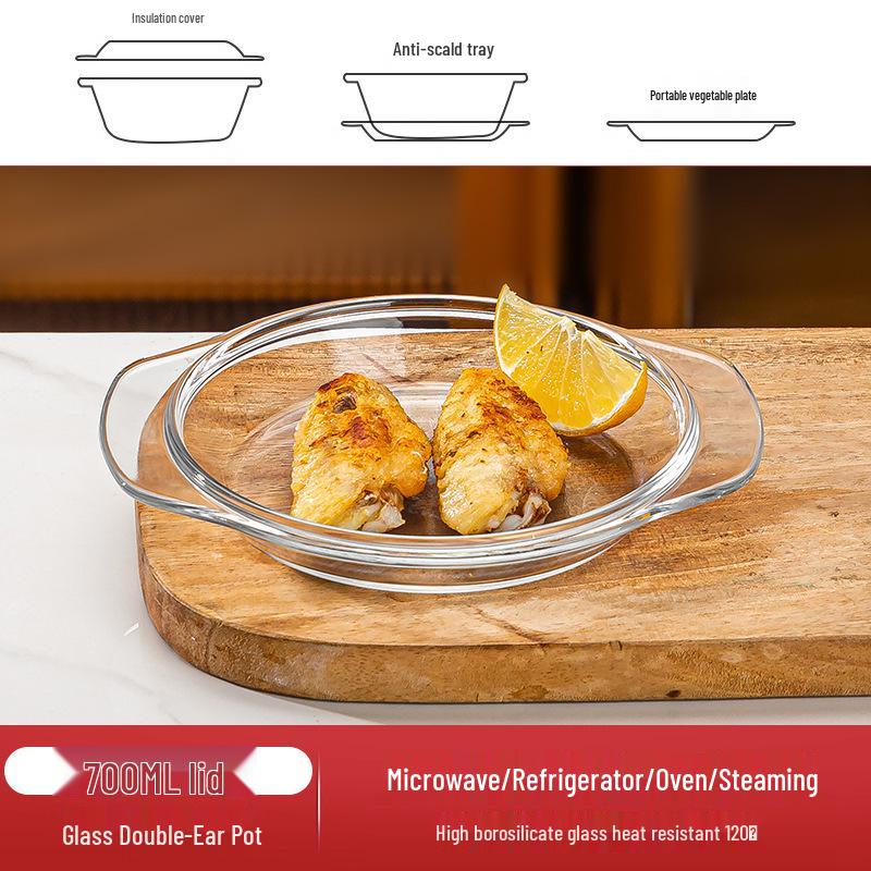 Hitzebeständige Glasschüssel mit Deckel für Mikrowelle, Backen und Instant-Nudeln