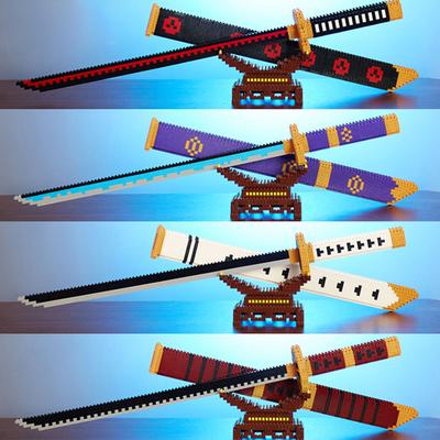Non-Toxic Samurai Sword Cover Sword Building Blocks Ninja Blade Katana Japanese Anime Butterfly Knife Bricks Children Toys For Adult