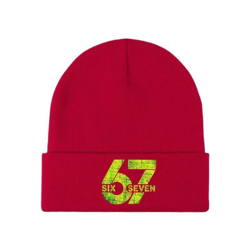 Men Women Unisex 67 Six Seven Meme Beanie Hats Vintage Knitting Hat Autumn Hippie Caps Printed Head Wrap Bonnet Hats