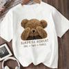 Kids Crewneck Short Sleeve Tee, Cute Bear Covering Face Print Summer Casual Top