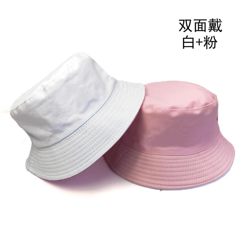 Double-sided bucket hat men's simple casual versatile basin hat women's solid color light board sun hat couple hat tide