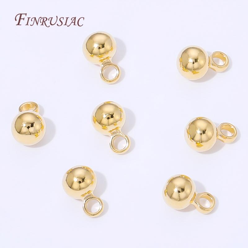 3mm 4mm 5mm 6mm 18K Gold Plated Brass Round Ball Bead Pendants For Necklaces Making,DIY Charms For Jewelry,Bracelets Accessories