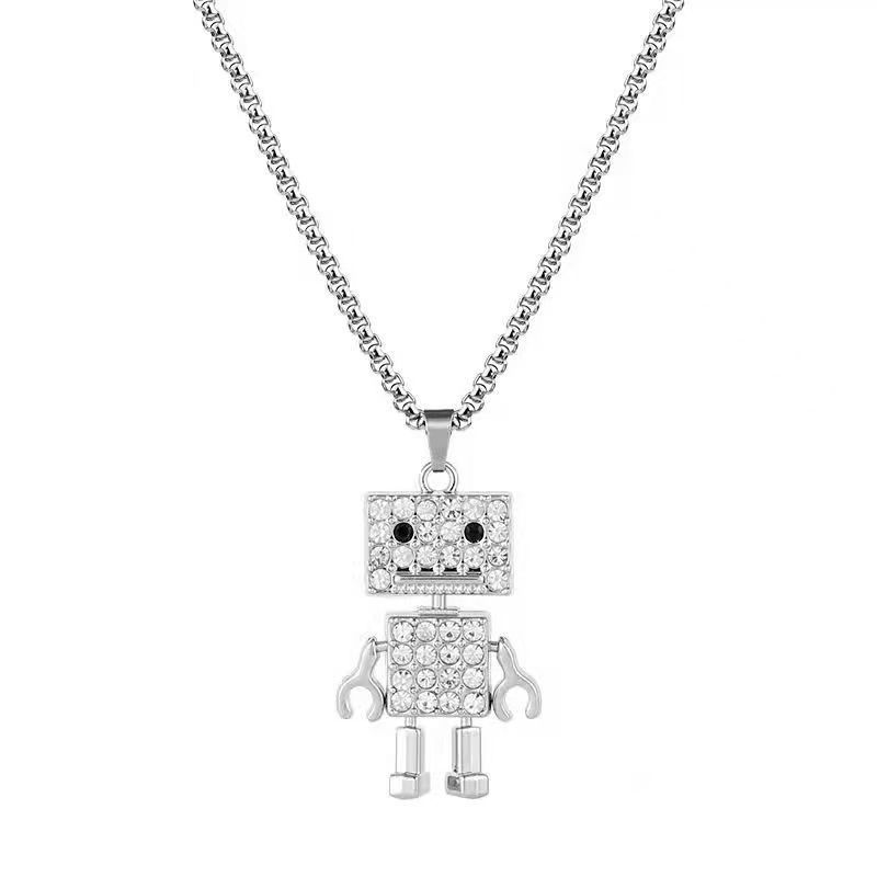 Robot Animated Girl Simple Temperament Design Versatile Clavicle Chain Necklace Pendant